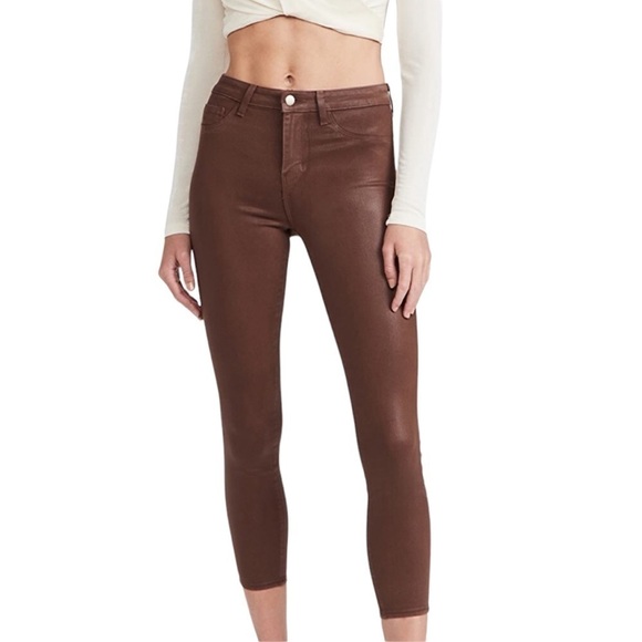 L’AGENCE Margot Skinny High Rise Dark Mocha Coated Jeans 25 NWOT - Picture 1 of 16
